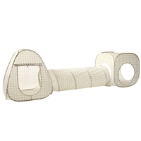 3 Sprouts Zestaw Namiotów dla Dzieci z Tunelem 3w1 Gingham Beige