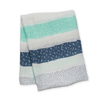 Lulujo Kocyk Bambusowy Grey Spotted Stripe