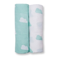 Lulujo Otulacz Muślinowy 2szt Aqua Clouds