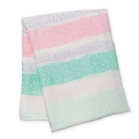 Lulujo Kocyk Bambusowy Pink Spotted Stripe