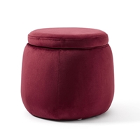 Kids Concept Puf Okrągły Velvet Winered