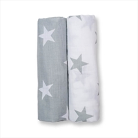 Lulujo Otulacz Muślinowy 2szt Grey Stars