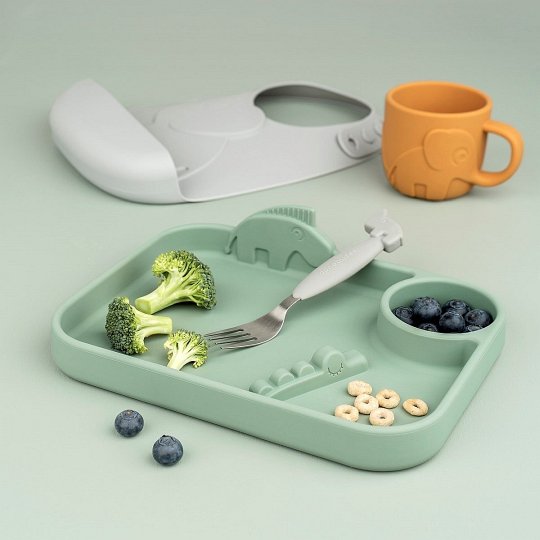 Done by Deer Peekaboo Talerz z Przegródkami Green