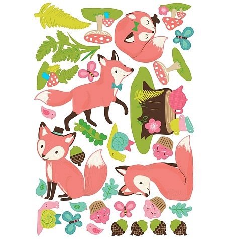 Wallies Naklejki Leśne Przyjęcie Lisków