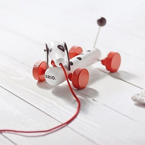 BRIO Zabawka do Ciągnięcia Jamnik Biały