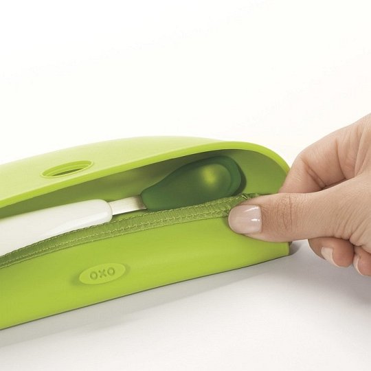 OXO Zestaw Śliniak Zwijany z Łyżeczką Gree