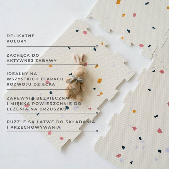3 Sprouts Mata Piankowa EVA Terrazzo Cream - Puzzle Podłogowe