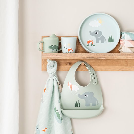 Done by Deer Śliniak Silikonowy z Kieszonką Playground Green