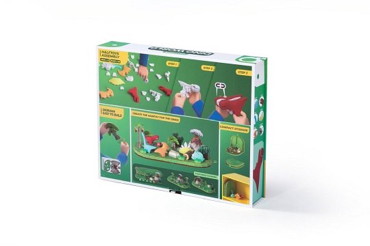 Halftoys Magnetyczny Składany Świat Pięciu Dinozaurów z Makietą