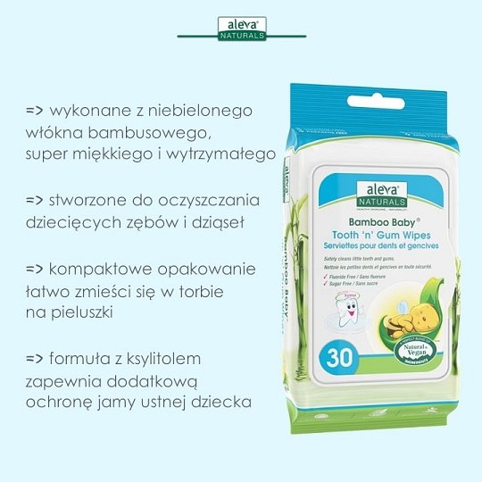 Aleva Bambusowe Chusteczki do Ząbków 30szt - data: 29.05.2025