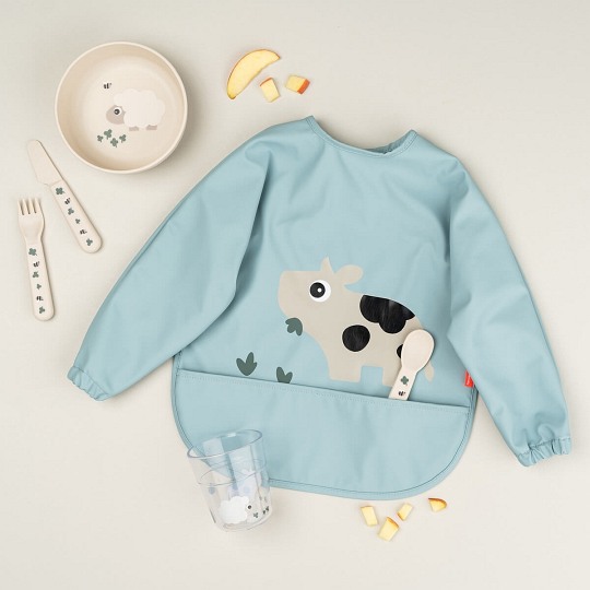 Done by Deer Śliniak z Rękawami 6-18m Tiny Farm Blue