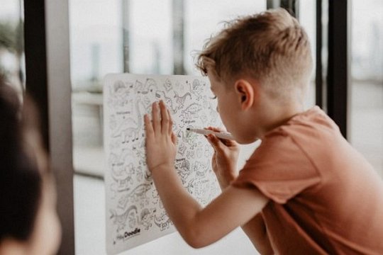 HeyDoodle Mata Silikonowa do Kolorowania A3 Cyferki - Dinozaury