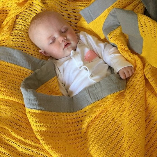 Mama Designs Kocyk Tkany Yellow Grey 70x90