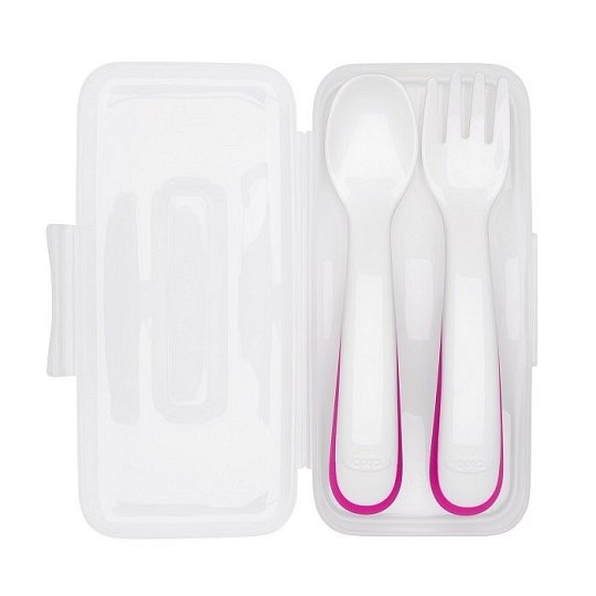 OXO Sztućce Plastikowe w Etui 12m+ Pink