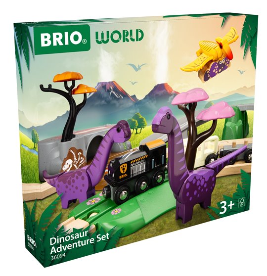 BRIO World Kolejka Drewniana Zestaw z Dinozaurami Dino Przygoda