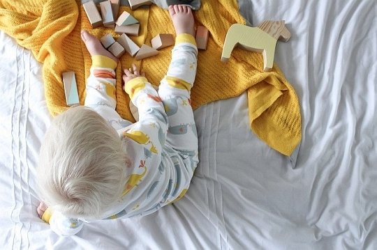 Mama Designs Kocyk Tkany Yellow Grey