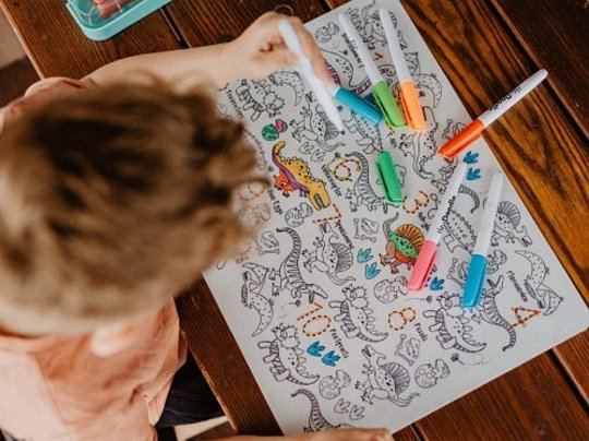 HeyDoodle Mata Silikonowa do Kolorowania A3 Cyferki - Dinozaury