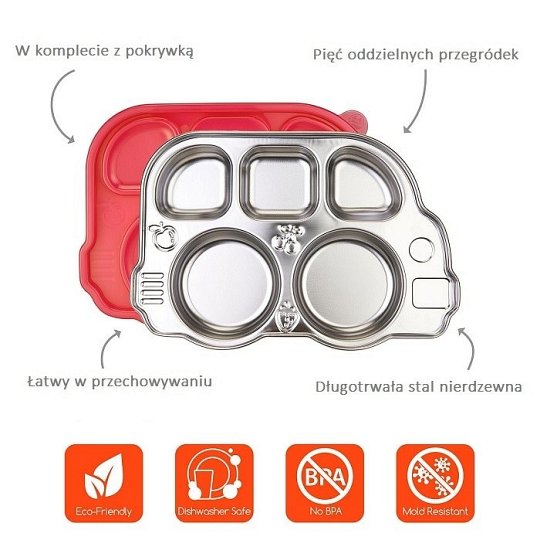 Innobaby Talerz Stalowy z Przykrywką Pink