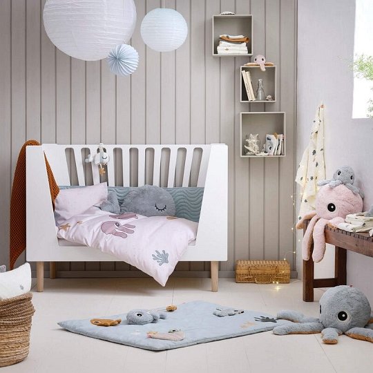 Done by Deer Sea Pościel Dziecięca Blue GOTS 100x140 / 40x60 cm