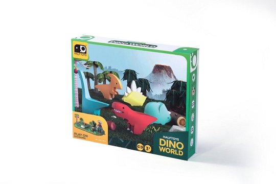 Halftoys Magnetyczny Składany Świat Pięciu Dinozaurów z Makietą