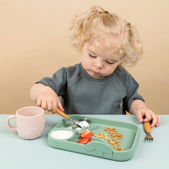 Done by Deer Peekaboo Talerz z Przegródkami Green