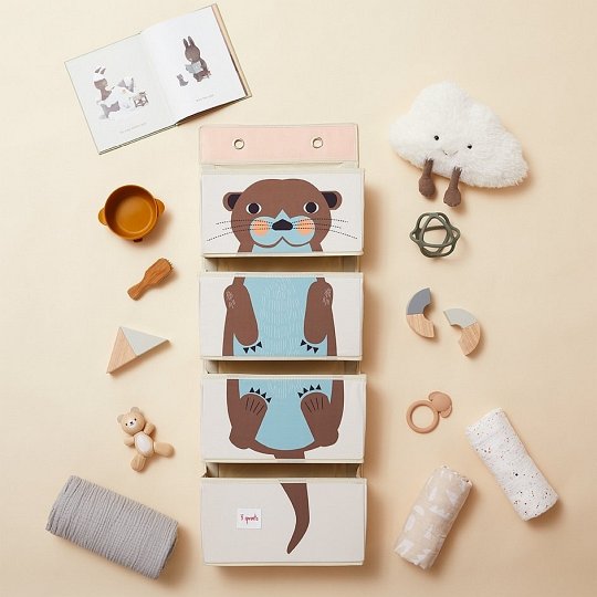 3 Sprouts Organizer Ścienny Wiszący Wydra Brown