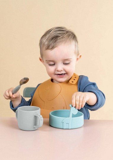 Done by Deer Peekaboo Śliniak Silikonowy 2 szt. Elphee Mustard