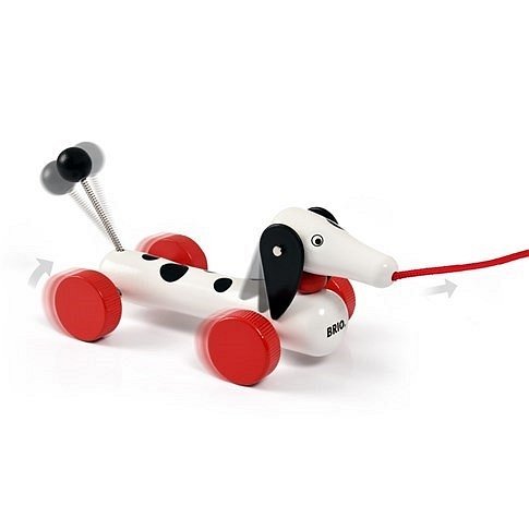 BRIO Zabawka do Ciągnięcia Jamnik Biały