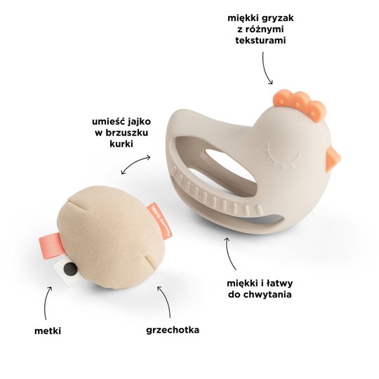Done by Deer Gryzak Zabawka do Chwytania Kurka Clucky z Grzechotk