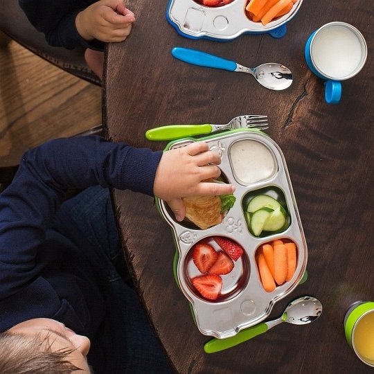 Innobaby Talerz Stalowy z Przykrywką Green