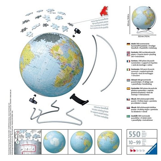Ravensburger Puzzle 3D Kula Ziemska Globus 540 el.