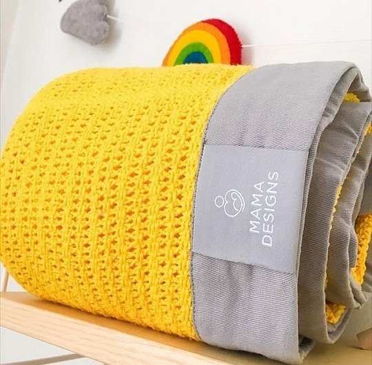 Mama Designs Kocyk Tkany Yellow Grey