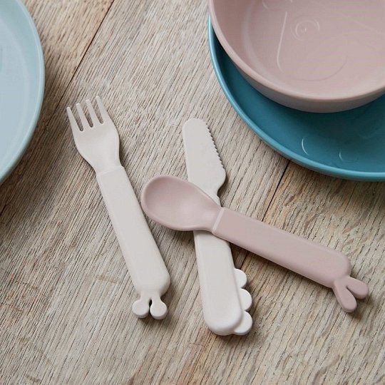 Done by Deer Sztućce dla Dziecka Kiddish Deer Friends Mustard 3sz