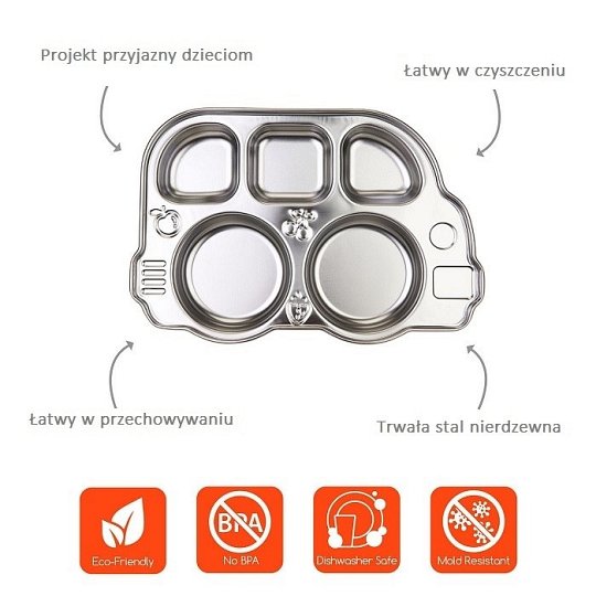 Innobaby Talerz Stalowy Bus School Friends