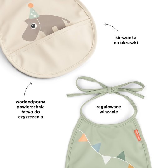 Done by Deer Śliniak z Kieszonką Tiny Pocket 2szt Celebration San