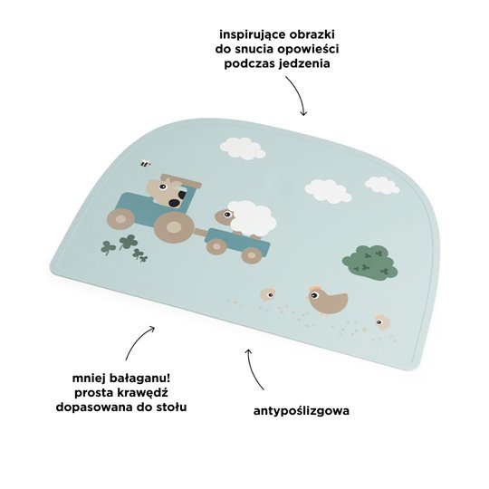 Done by Deer Silikonowa Podkładka na Stół Tiny Farm Blue