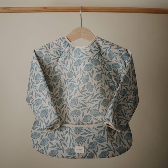 Mushie Śliniak z Rękawami Blue Flowers