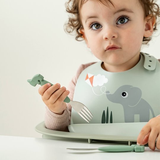 Done by Deer Śliniak Silikonowy z Kieszonką Playground Green