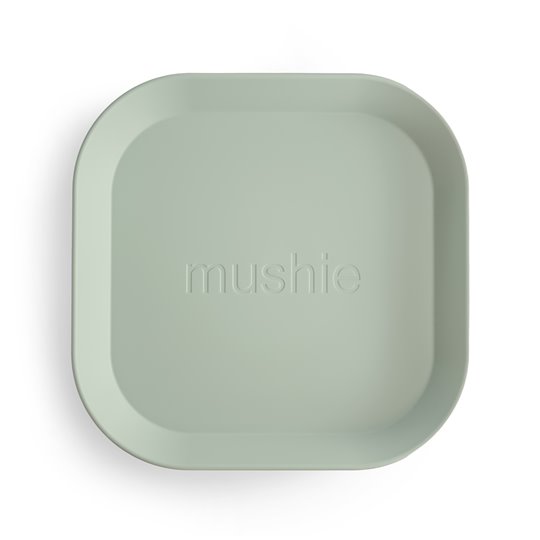 Mushie Talerzyki dla dzieci kwadratowe 2-pak Sage