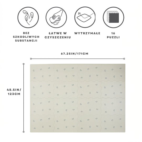 3 Sprouts Mata Piankowa EVA Blueberry Taupe - Puzzle Podłogowe