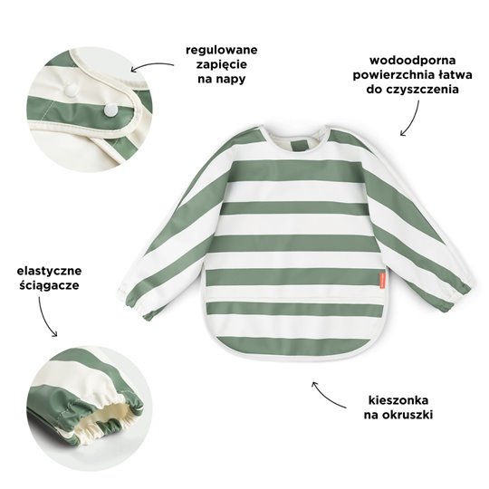 Done by Deer Śliniak z Rękawami 6-18m Stripes Green