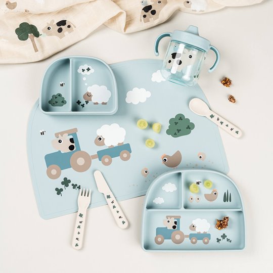 Done by Deer Kubek z Ustnikiem 2w1 Tiny Farm Blue