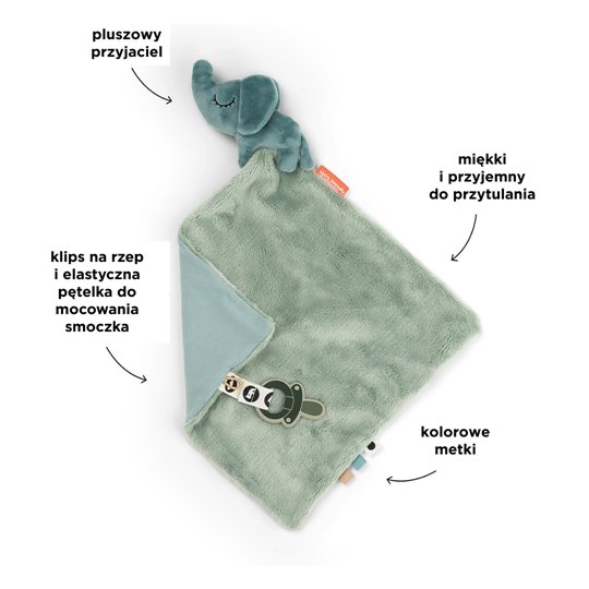 Done by Deer Kocyk Przytulanka dla Niemowlaka Słonik Elphee Blue