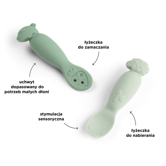 Done by Deer Zestaw Łyżeczek do Nauki Jedzenia Tiny Farm Green