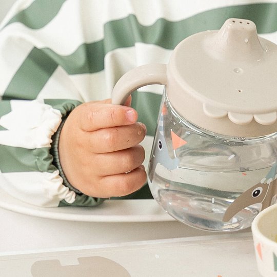 Done by Deer Śliniak z Rękawami 6-18m Stripes Green