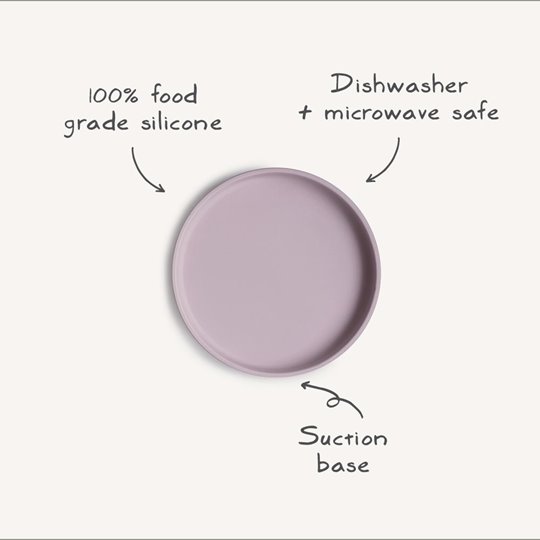 Mushie Silikonowy Talerzyk dla Dziecka z Przyssawką Soft Lilac