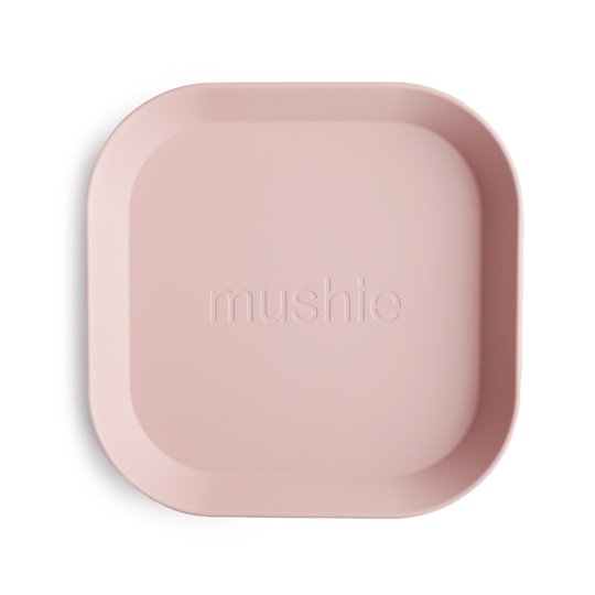 Mushie Talerzyki dla dzieci kwadratowe 2-pak Blush