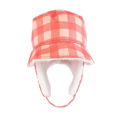 Zdjęcie FlapJack Czapka Zimowa Wodoodporna Bucket Hat Pink Check L