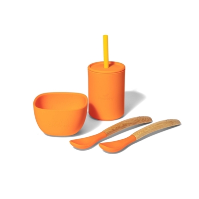 Zdjęcie Avanchy La Petite Silikonowy Zestaw Obiadowy dla Dziecka Orange