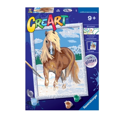 Zdjęcie CreArt Malowanie Po Numerach Dla Dzieci – Koń w Śniegu